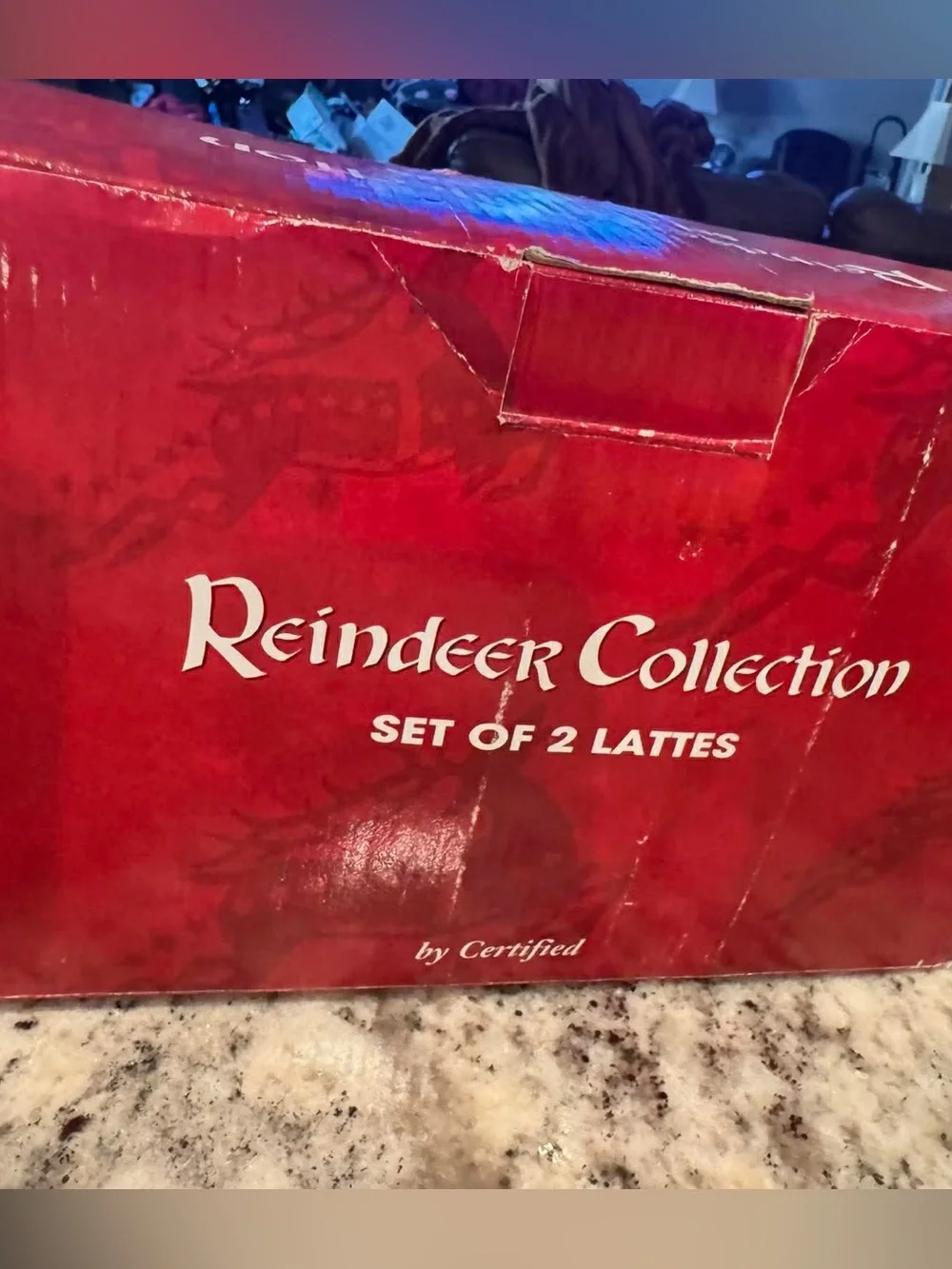 Set of 2 Reindeer Collection Holiday Latte Mugs - Blue & Multicolor